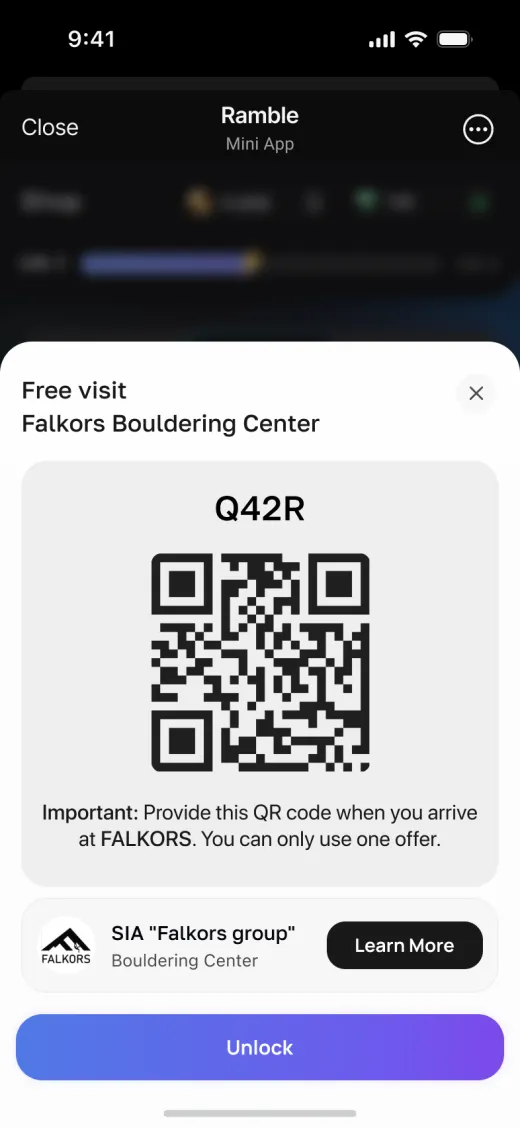 Ein Gutschein mit QR-Code zum Vorzeigen vor Ort